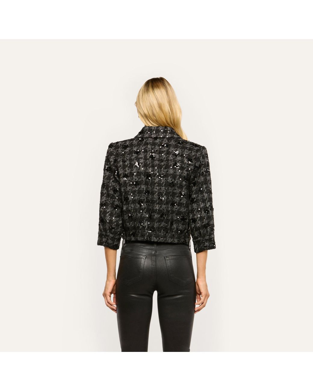 L'Agence Black Jia Sequined Tweed Jacket