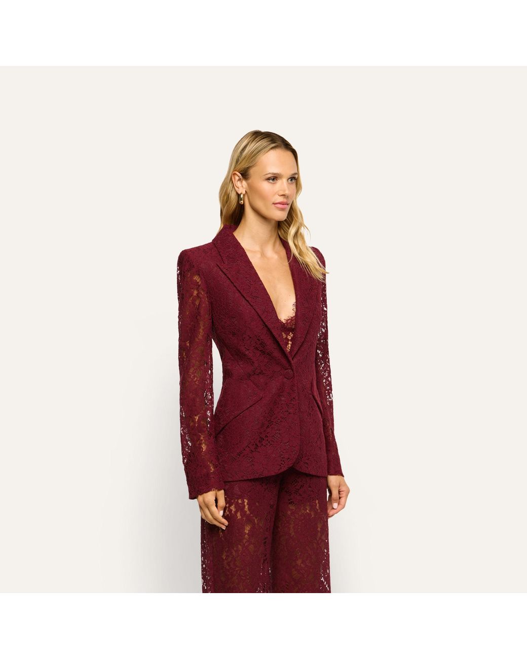 L'Agence Purple Chamberlain Lace Blazer