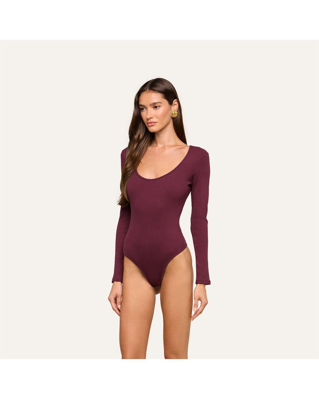 L'Agence Purple Elara Scoopneck Bodysuit