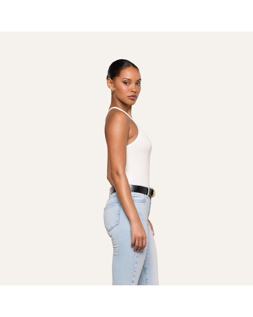 L'Agence Blue 'Agence Wrenna Racerback Bodysuit