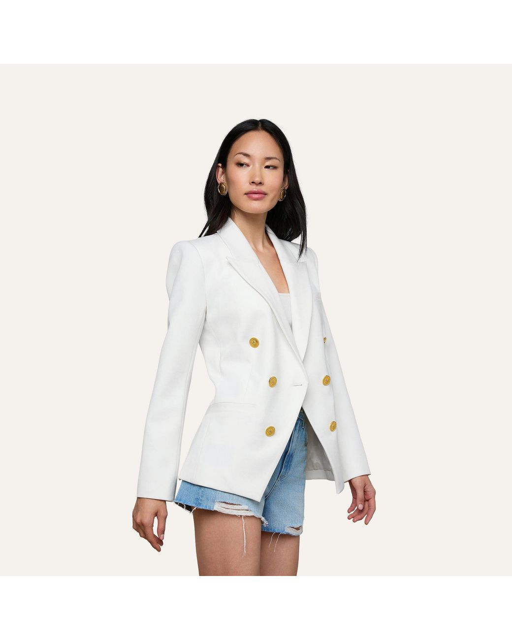 L'Agence White Kyomi Double-Breasted Blazer