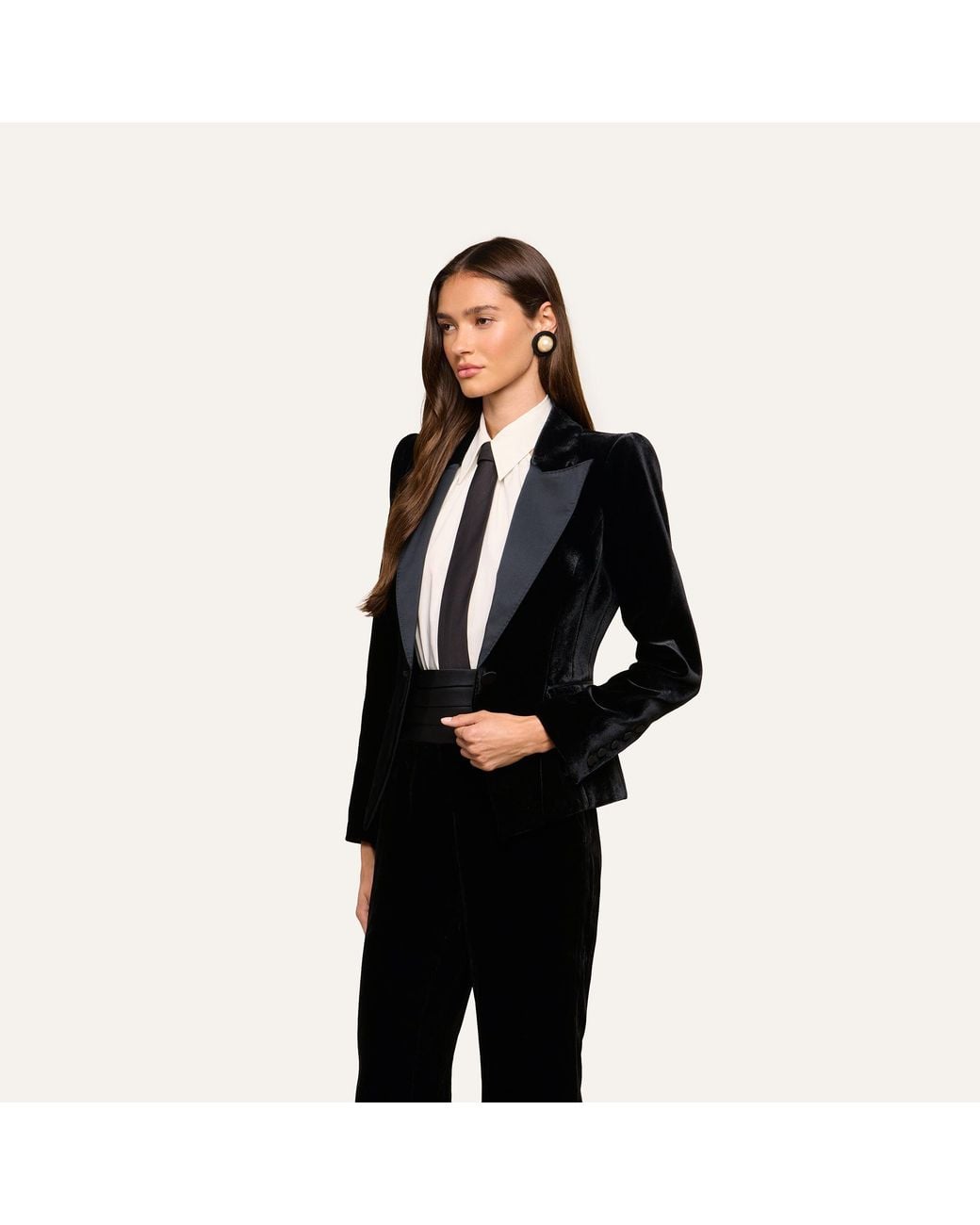 L'Agence Black Philippa Velvet Blazer