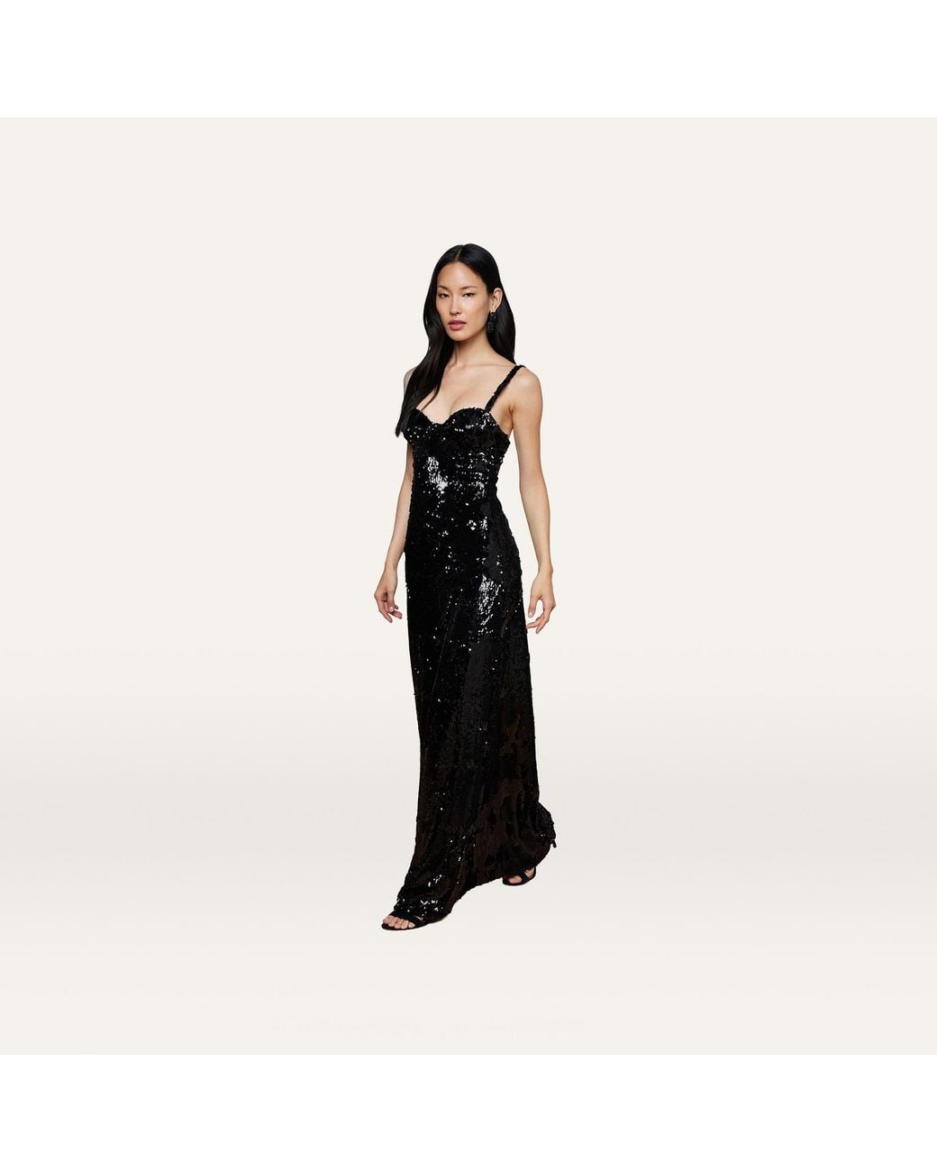 L'Agence Black Sayla Sequin Gown