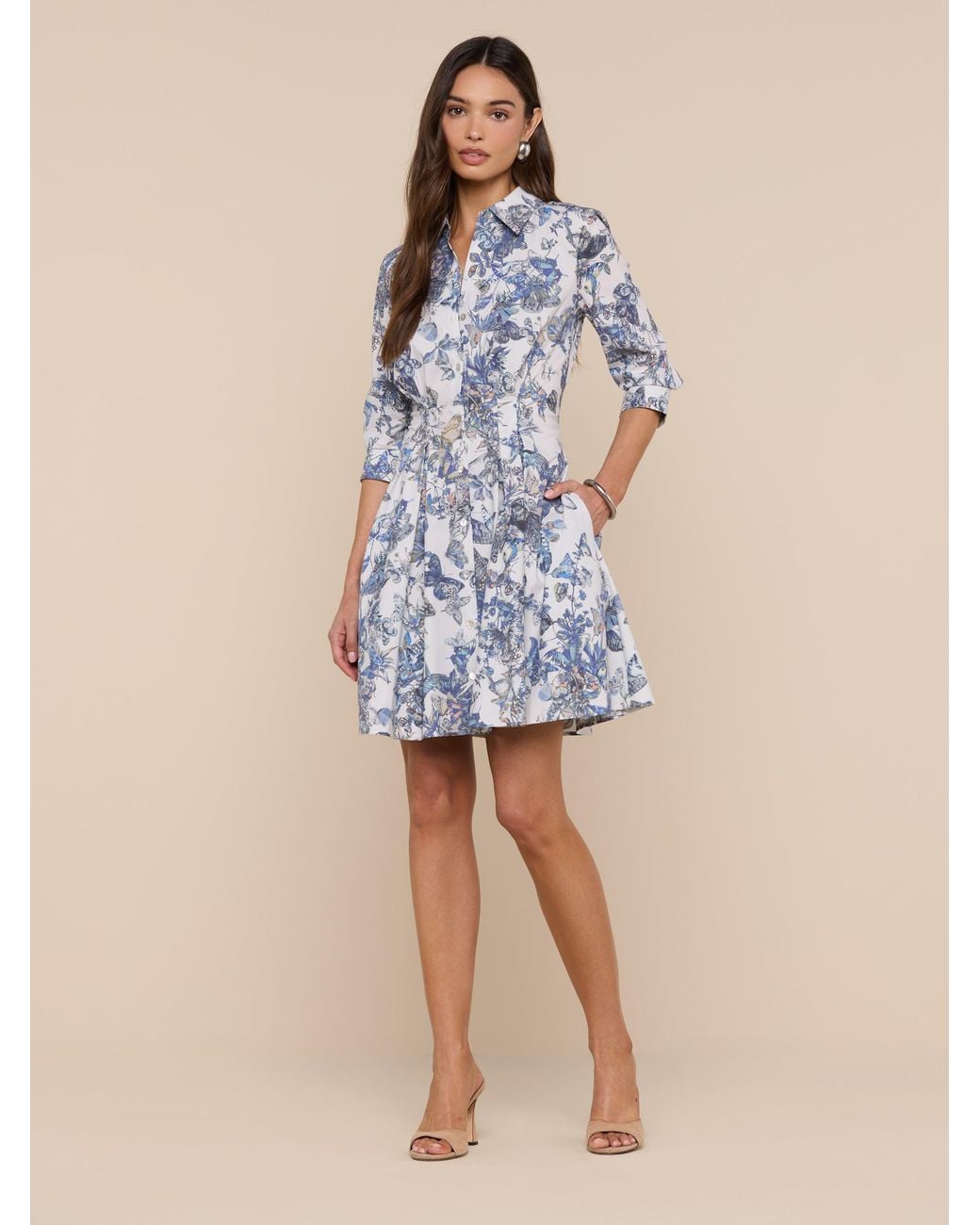 Robe Pintuck Journi En Papillon Gris Multi Aquarelle L'Agence en coloris Blue