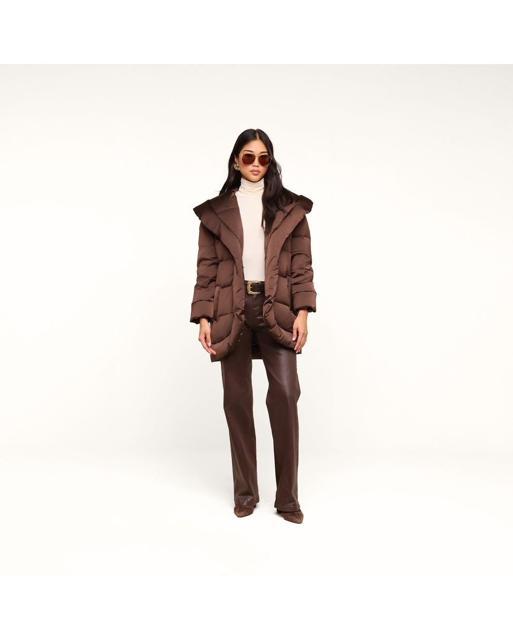 L'Agence Purple Glacier Shawl Puffer Jacket
