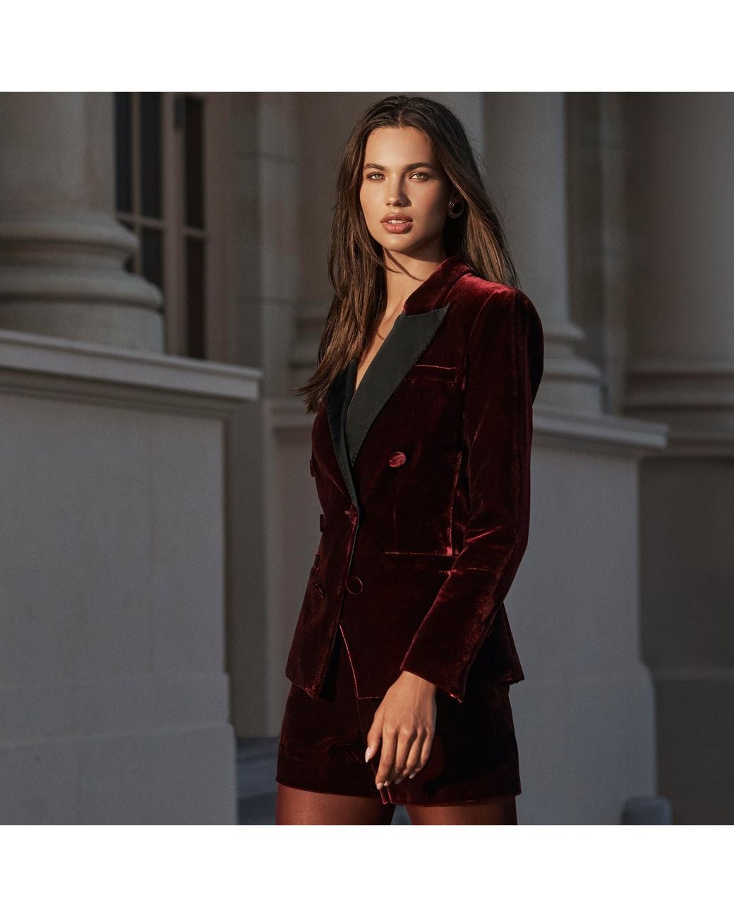 L'Agence Purple Kyomi Velvet Blazer
