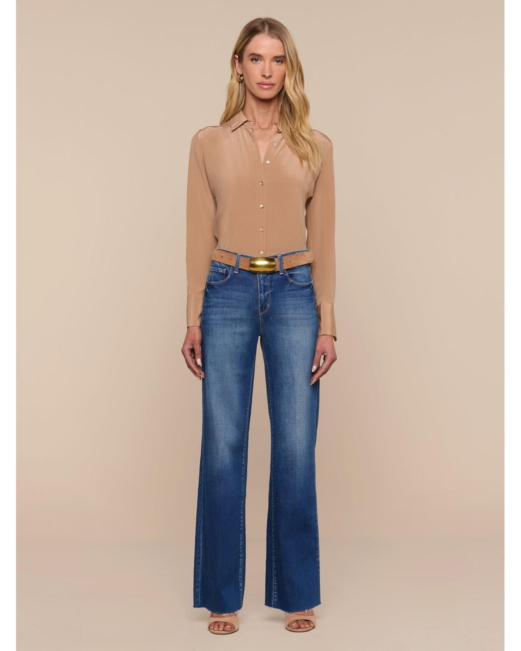 Chemisier En Soie Babette En Cappuccino Foncé L'Agence en coloris Blue