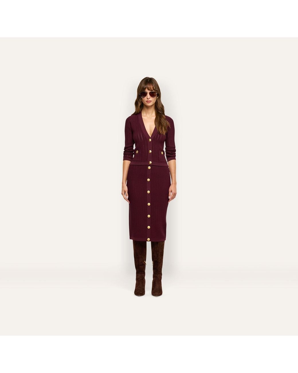 L'Agence Purple Irvin Pointelle Knit Cardigan