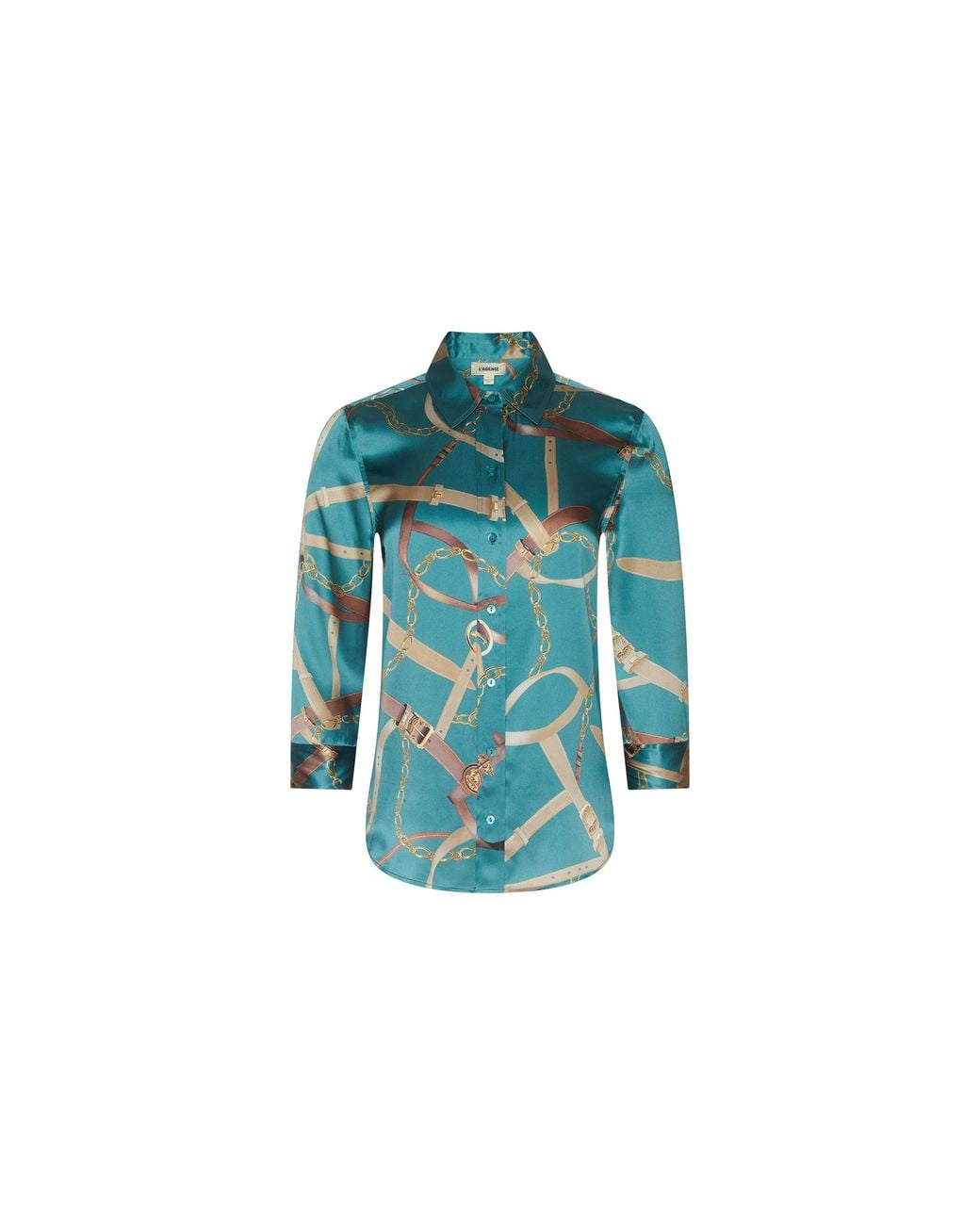 L'Agence Blue Dani Silk Blouse Top