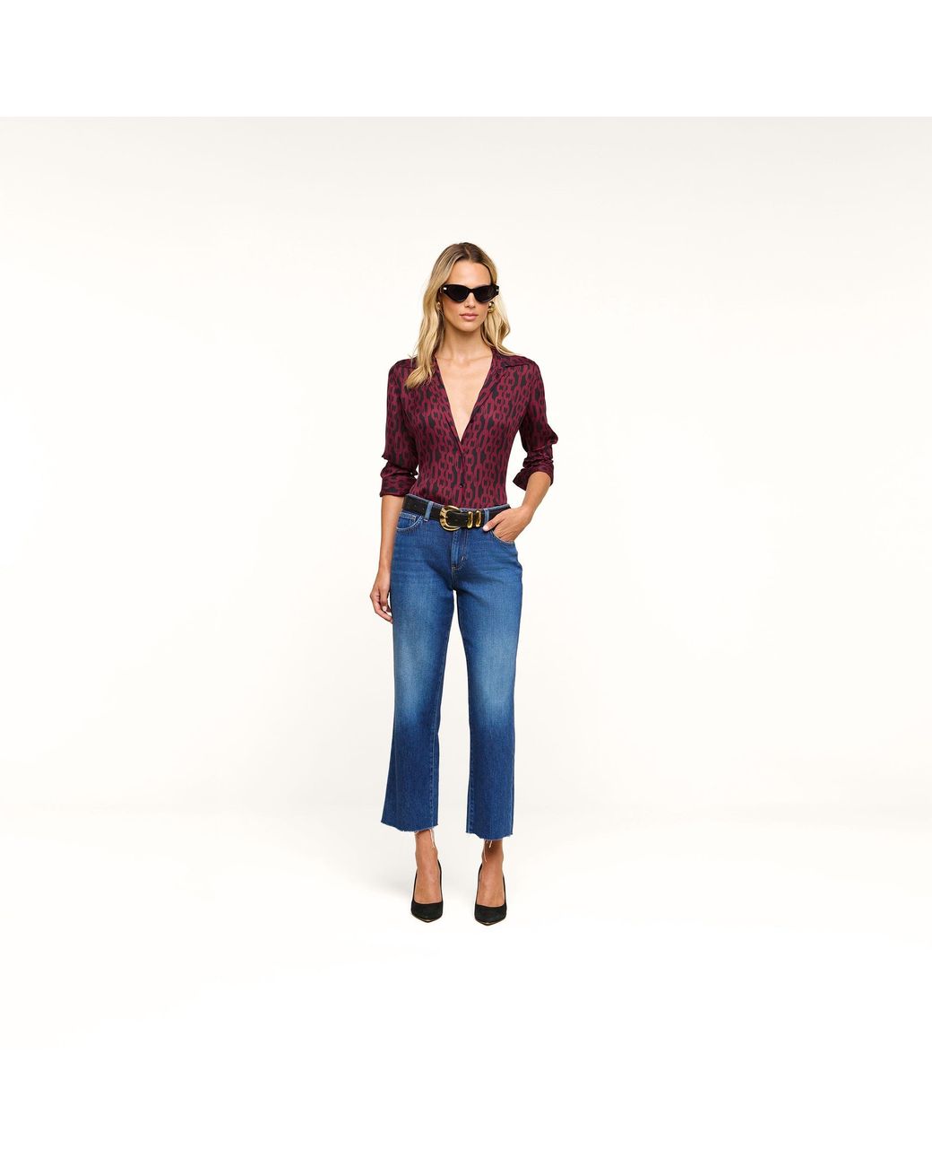 L'Agence Purple Nina Silk Blouse Top