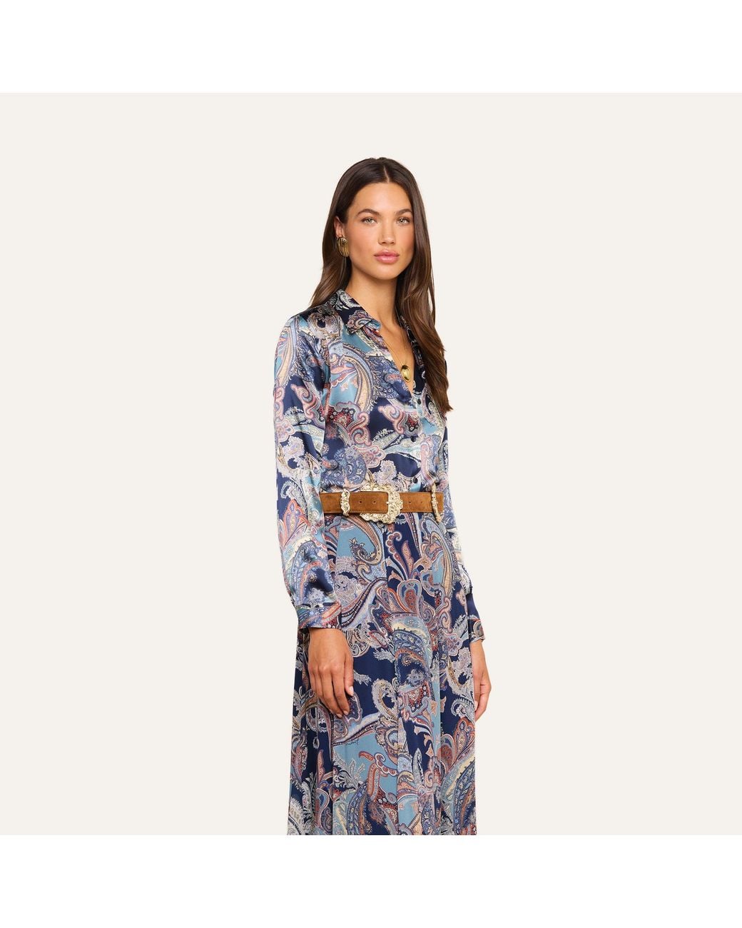 L'Agence Blue Tyler Silk Blouse Top