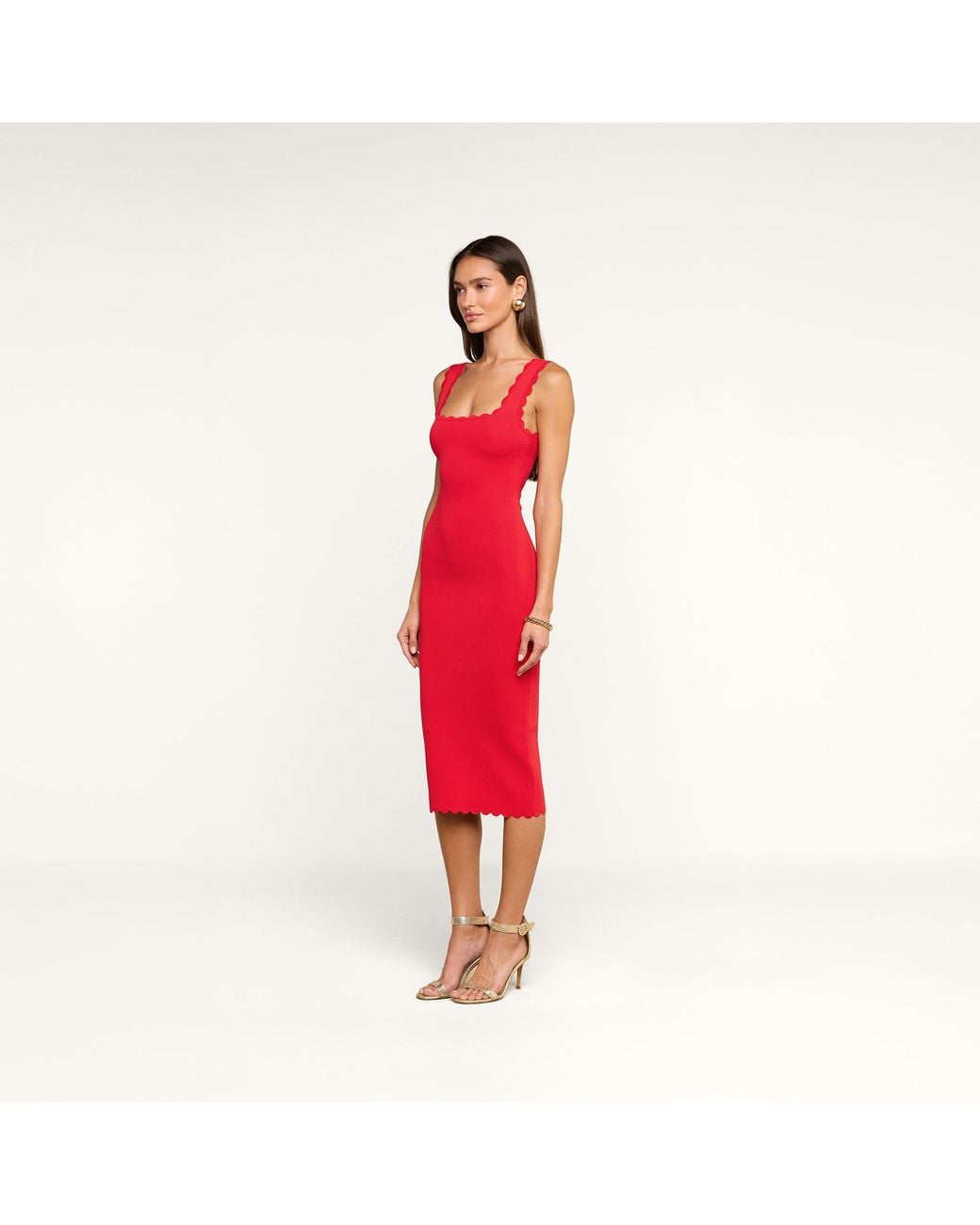 L'Agence Red Romona Knit Dress