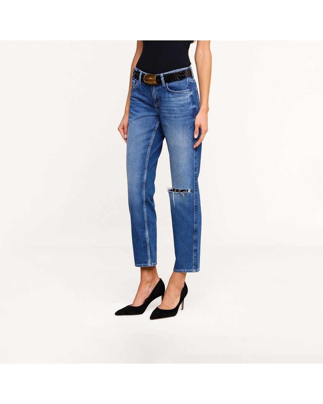 L'Agence Blue Nevia Slouchy Straight-Leg Jean
