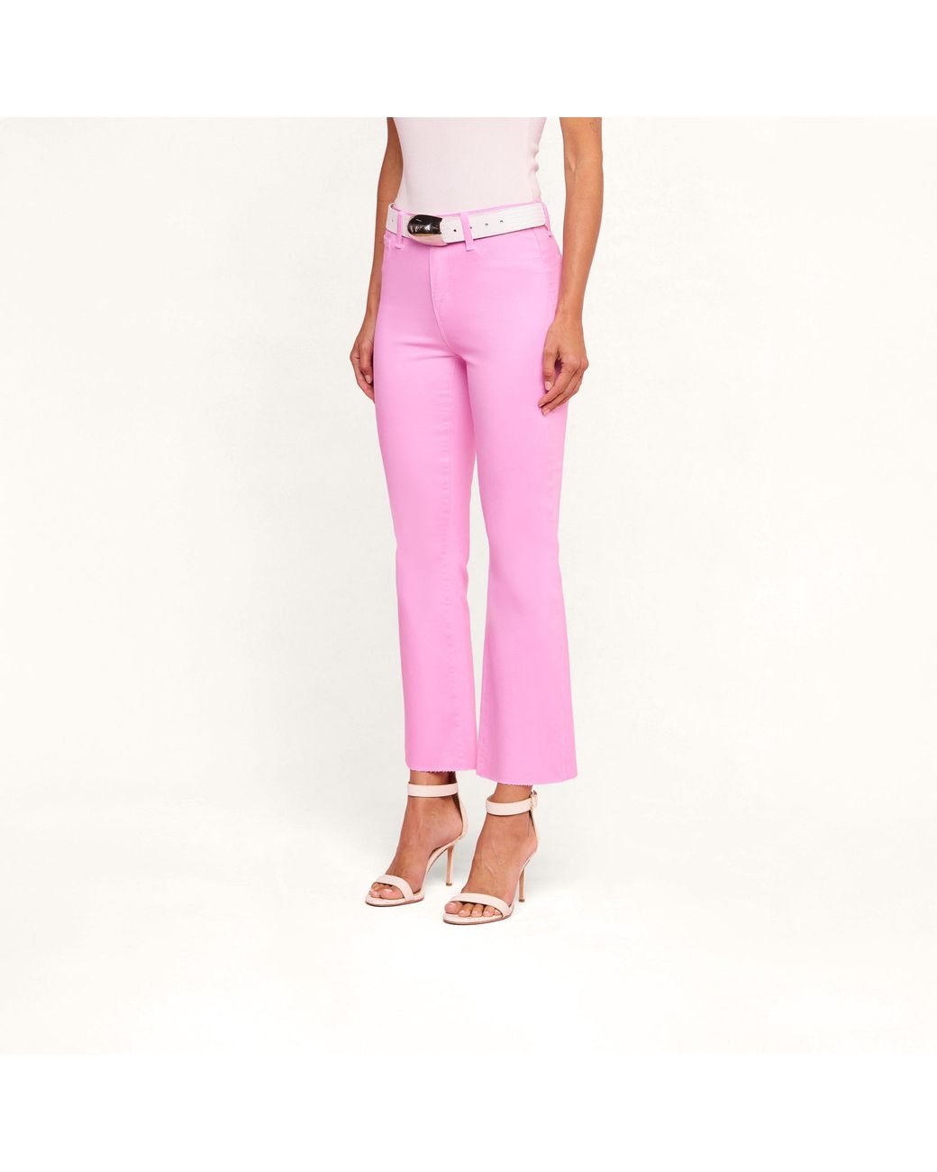 L'Agence Pink Kendra Coated Cropped Flare Jean