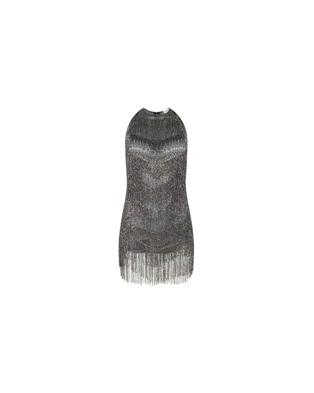 L'Agence Gray Niobe Fringe Dress
