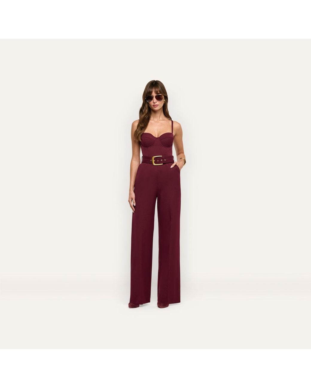 L'Agence Red Jessa Bustier Jumpsuit