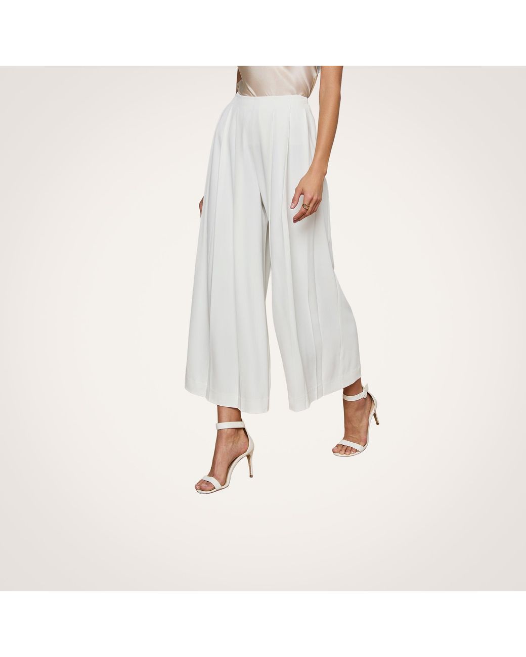 L'Agence White Novalynn Cropped Pleated Pants