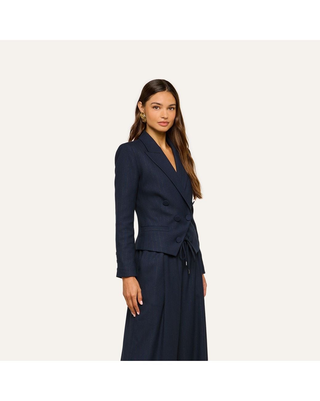 L'Agence Blue Risa Double-Breasted Blazer