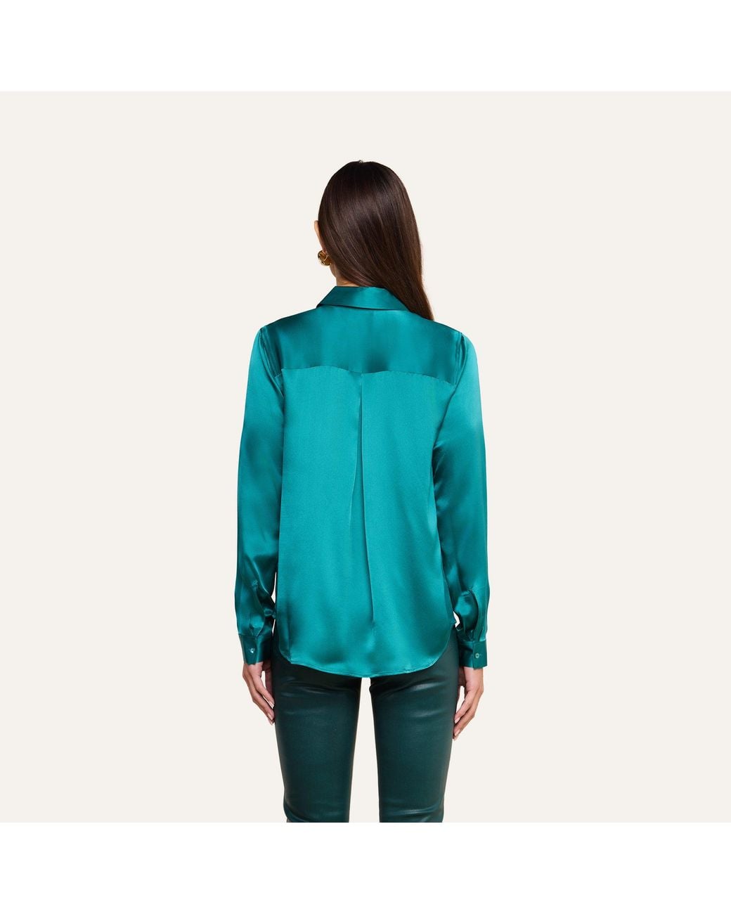 L'Agence Blue Tyler Silk Blouse Top