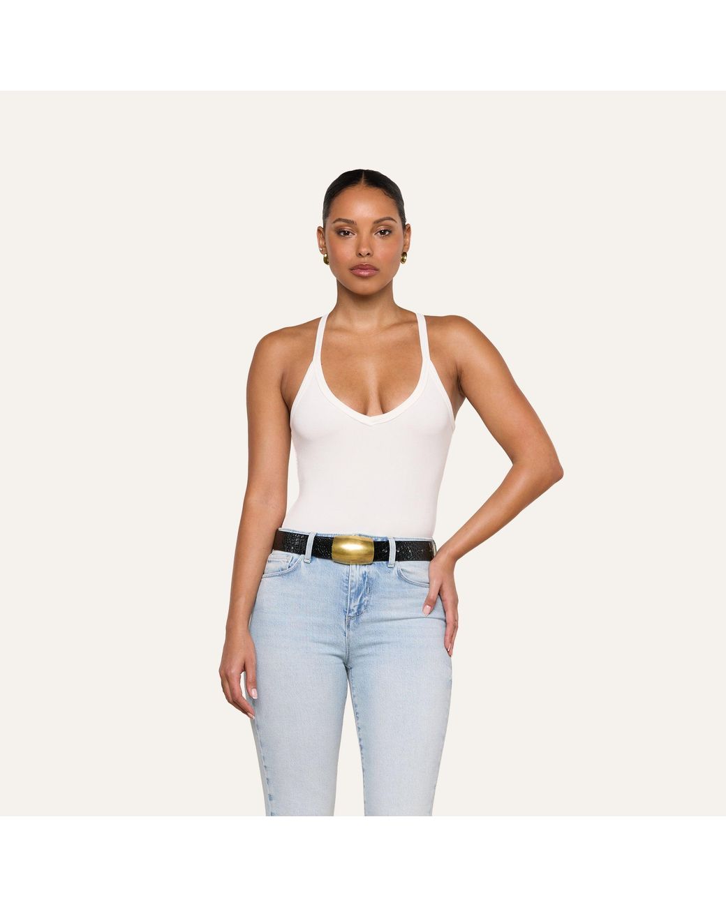 L'Agence Blue 'Agence Wrenna Racerback Bodysuit