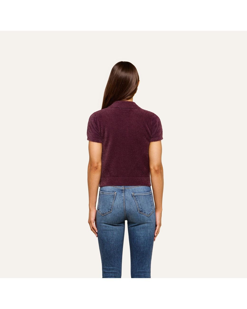 L'Agence Purple Cirrus Cropped Polo