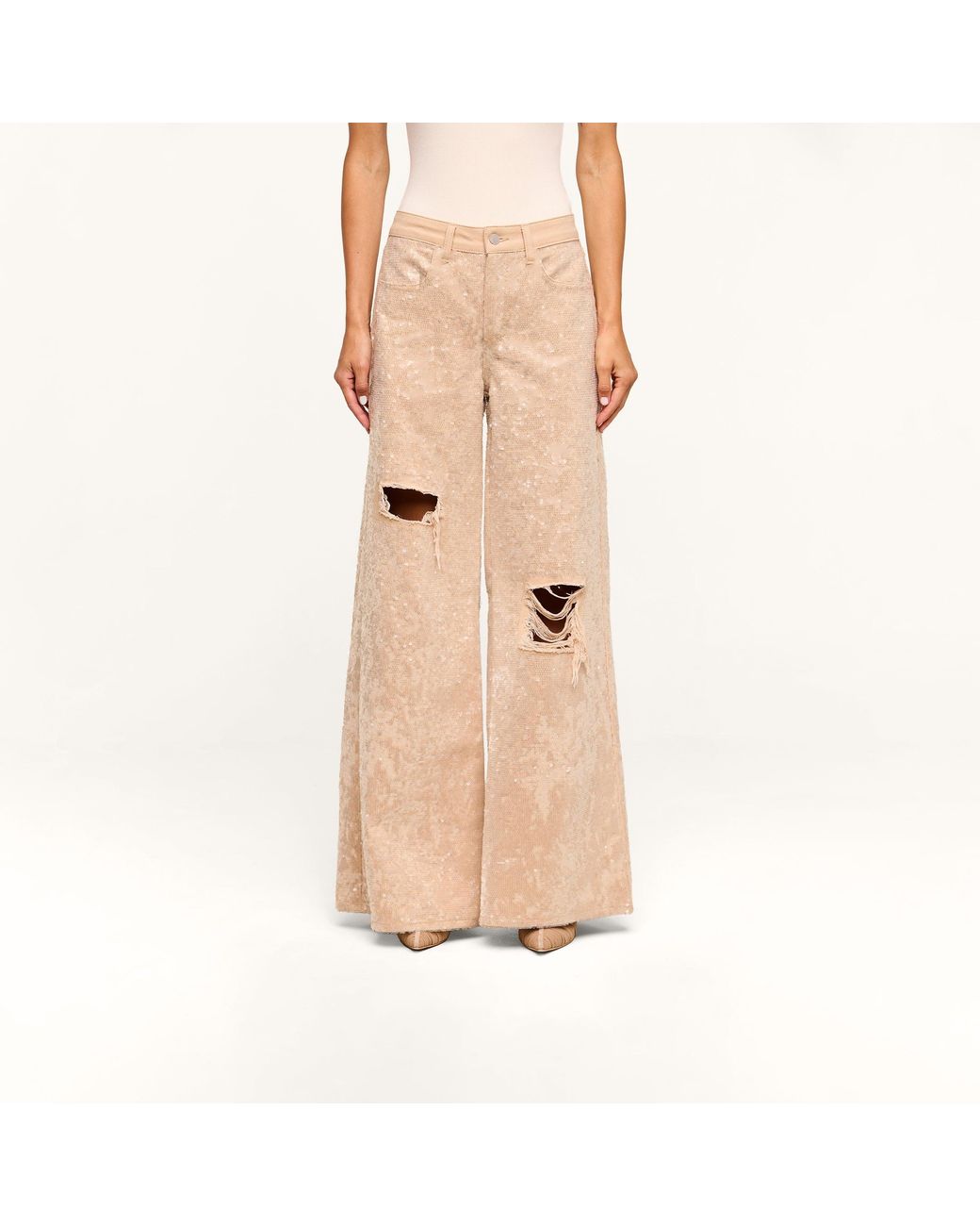 L'Agence Natural Quincy Embellished Wide-Leg Jean