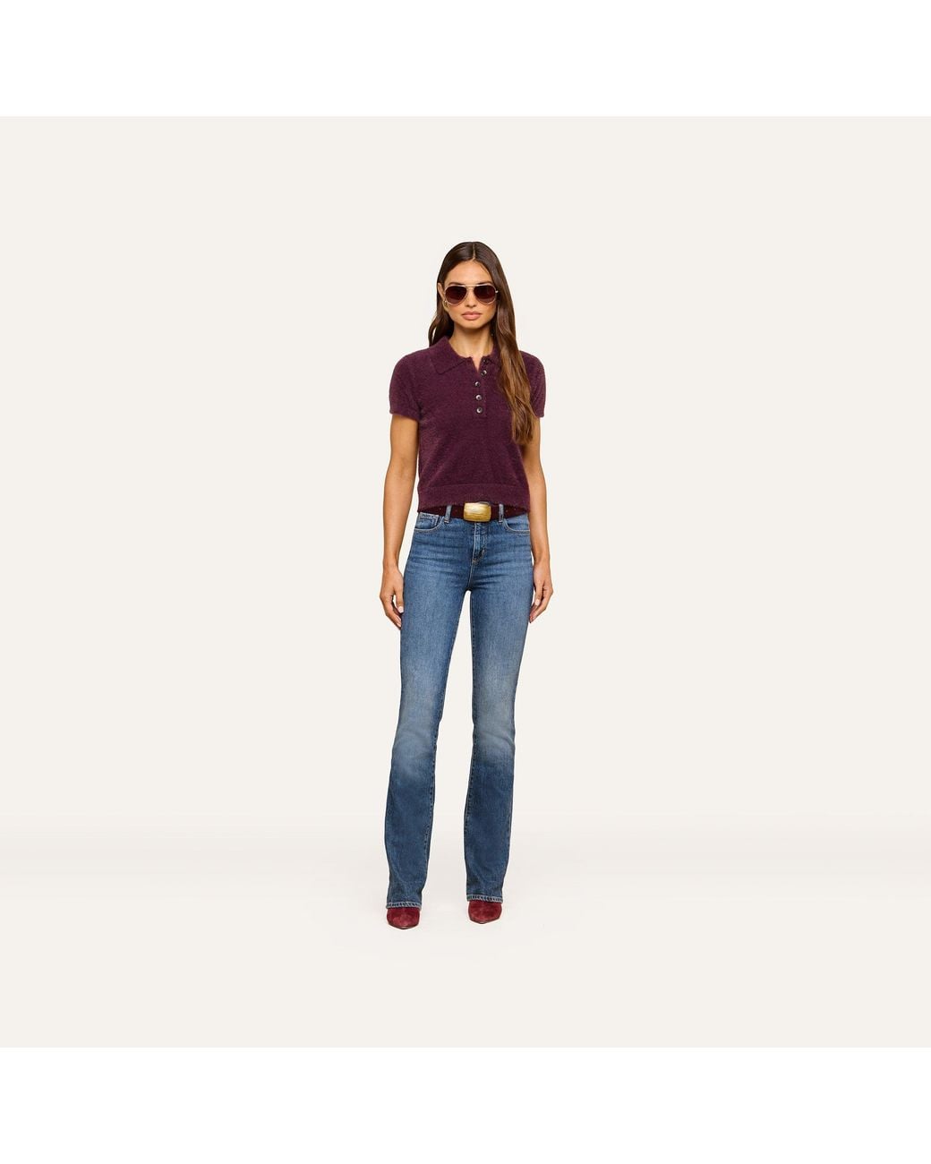 L'Agence Purple Cirrus Cropped Polo