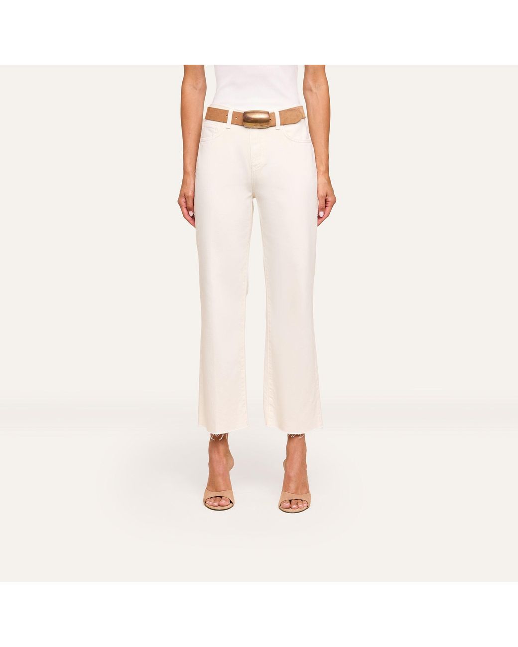 L'Agence White Wanda Cropped Wide-Leg Jean