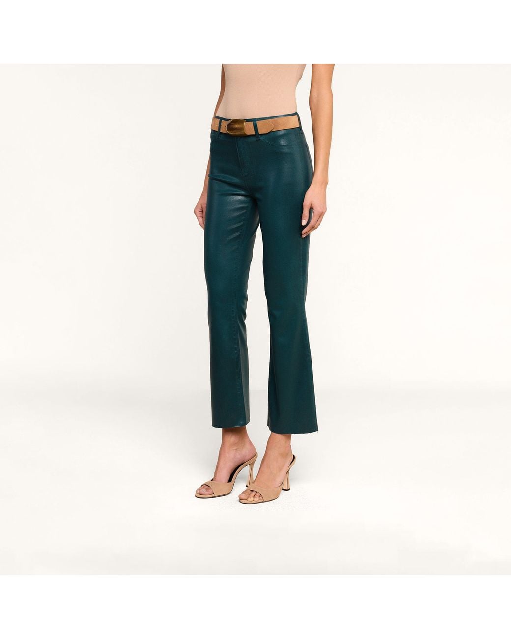 L'Agence Blue Kendra Coated Cropped Flare Jean