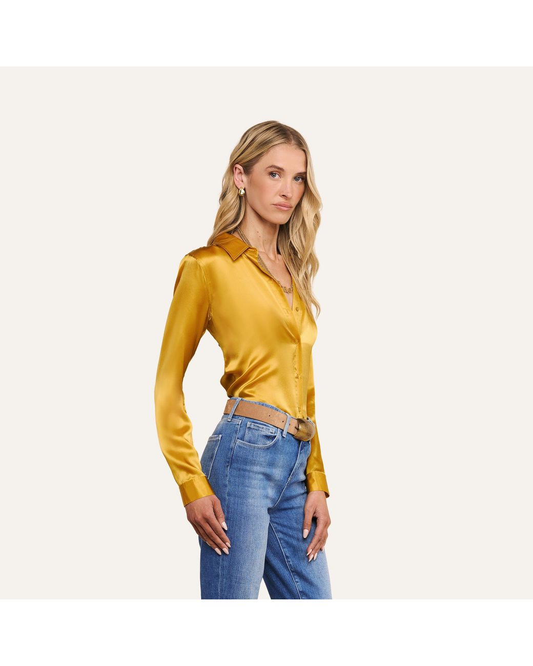 L'Agence Yellow Tyler Silk Blouse Top