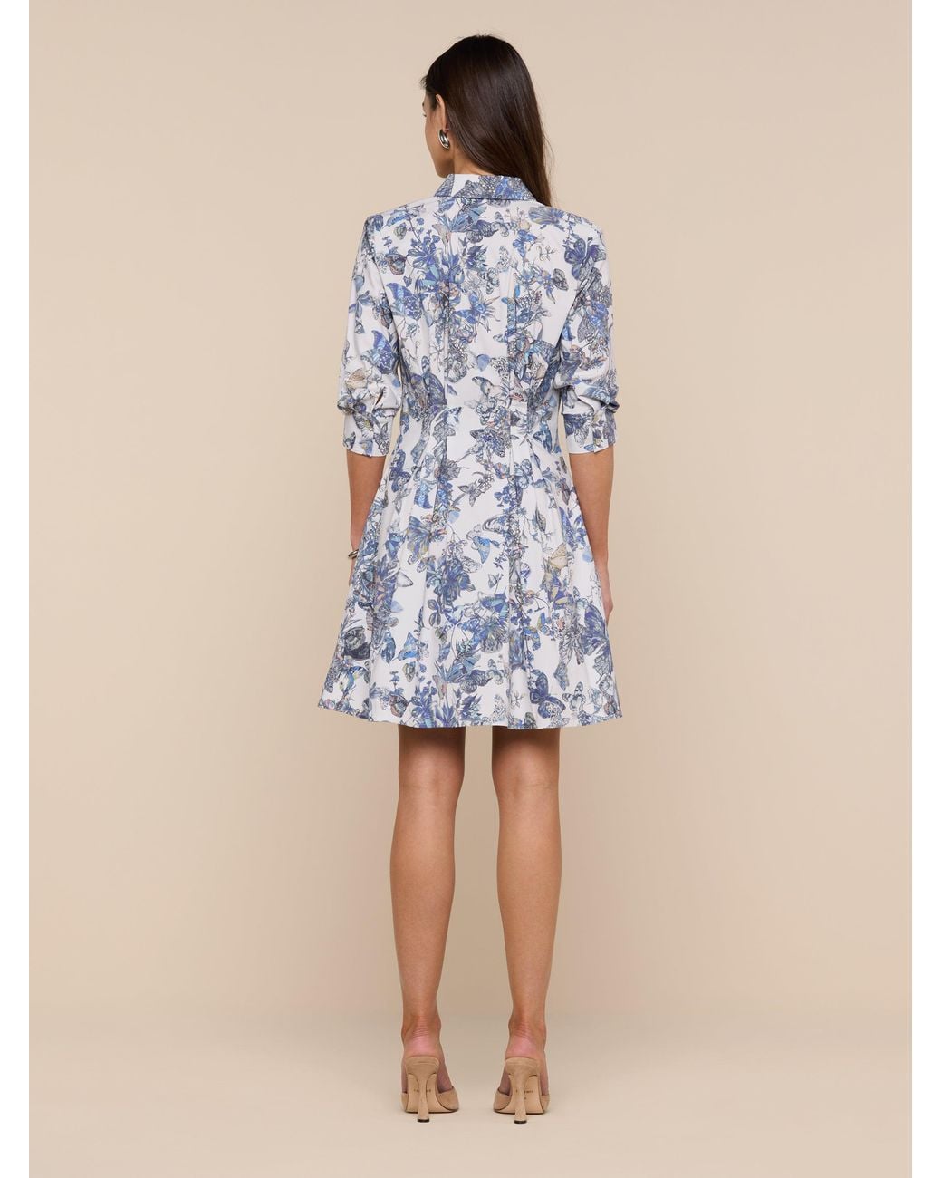 Robe Pintuck Journi En Papillon Gris Multi Aquarelle L'Agence en coloris Blue