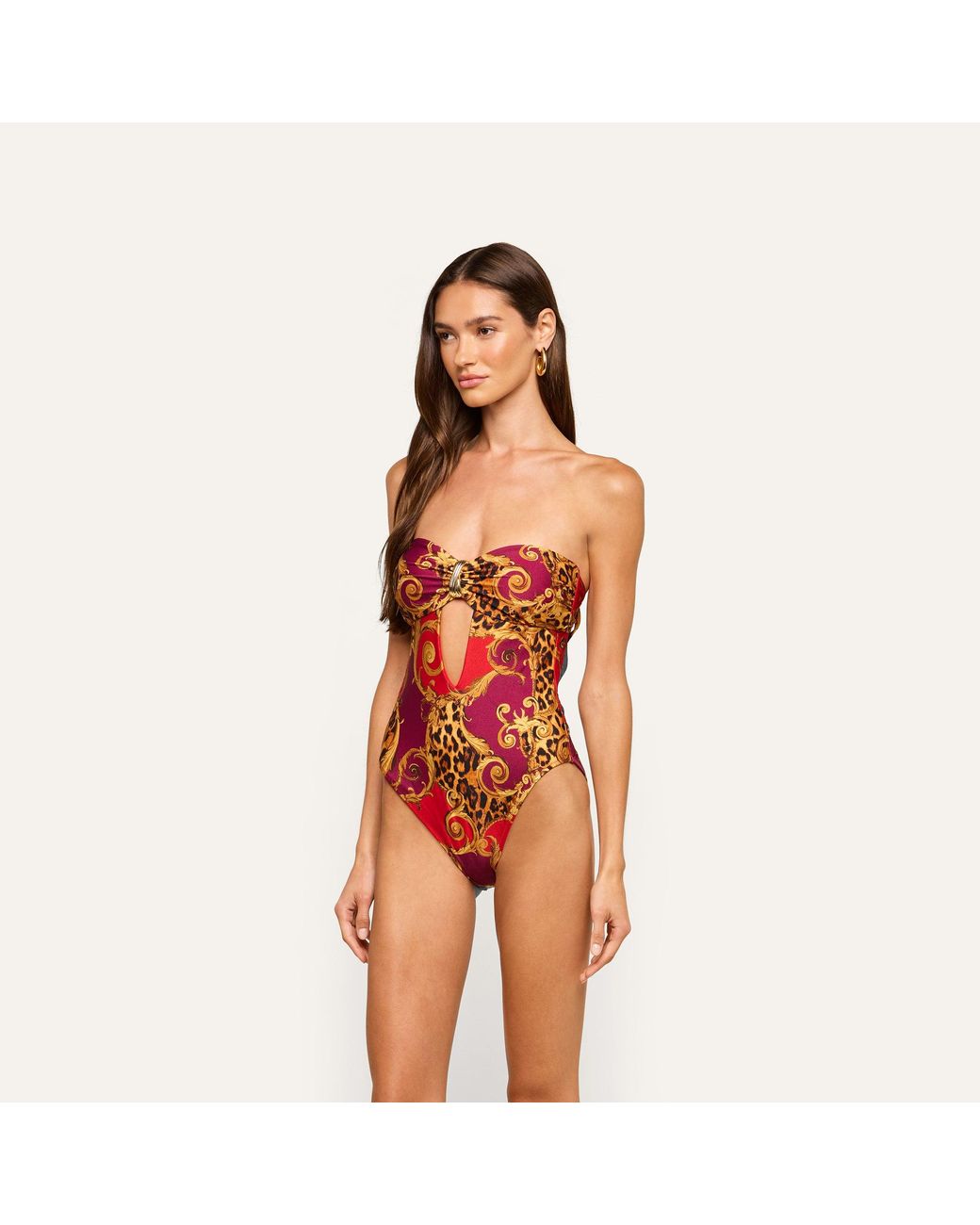 L'Agence Red Emilia Bandeau One-Piece Swimsuit