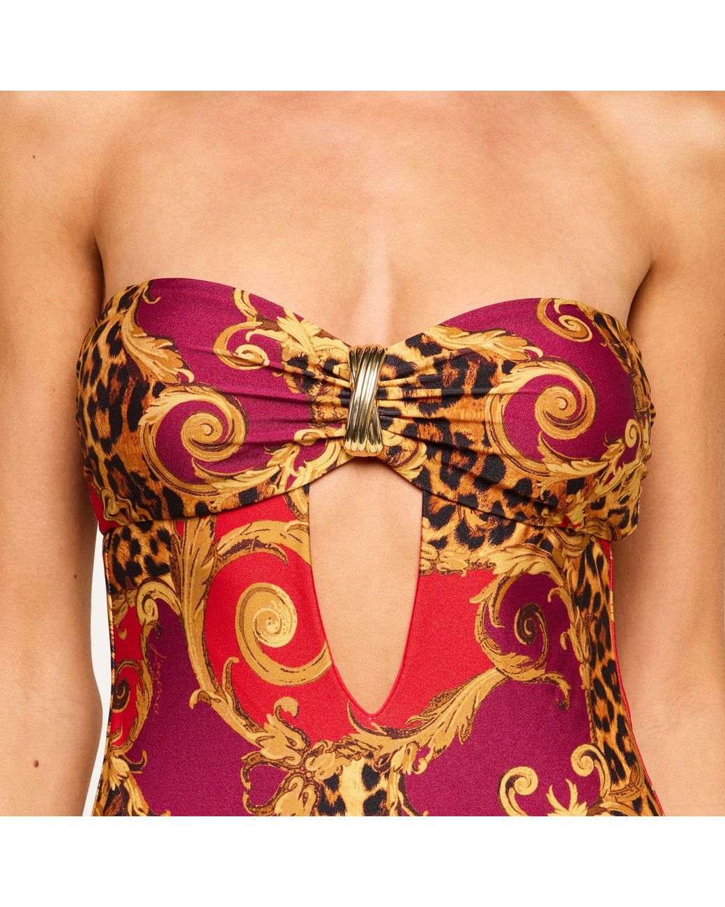 L'Agence Red Emilia Bandeau One-Piece Swimsuit