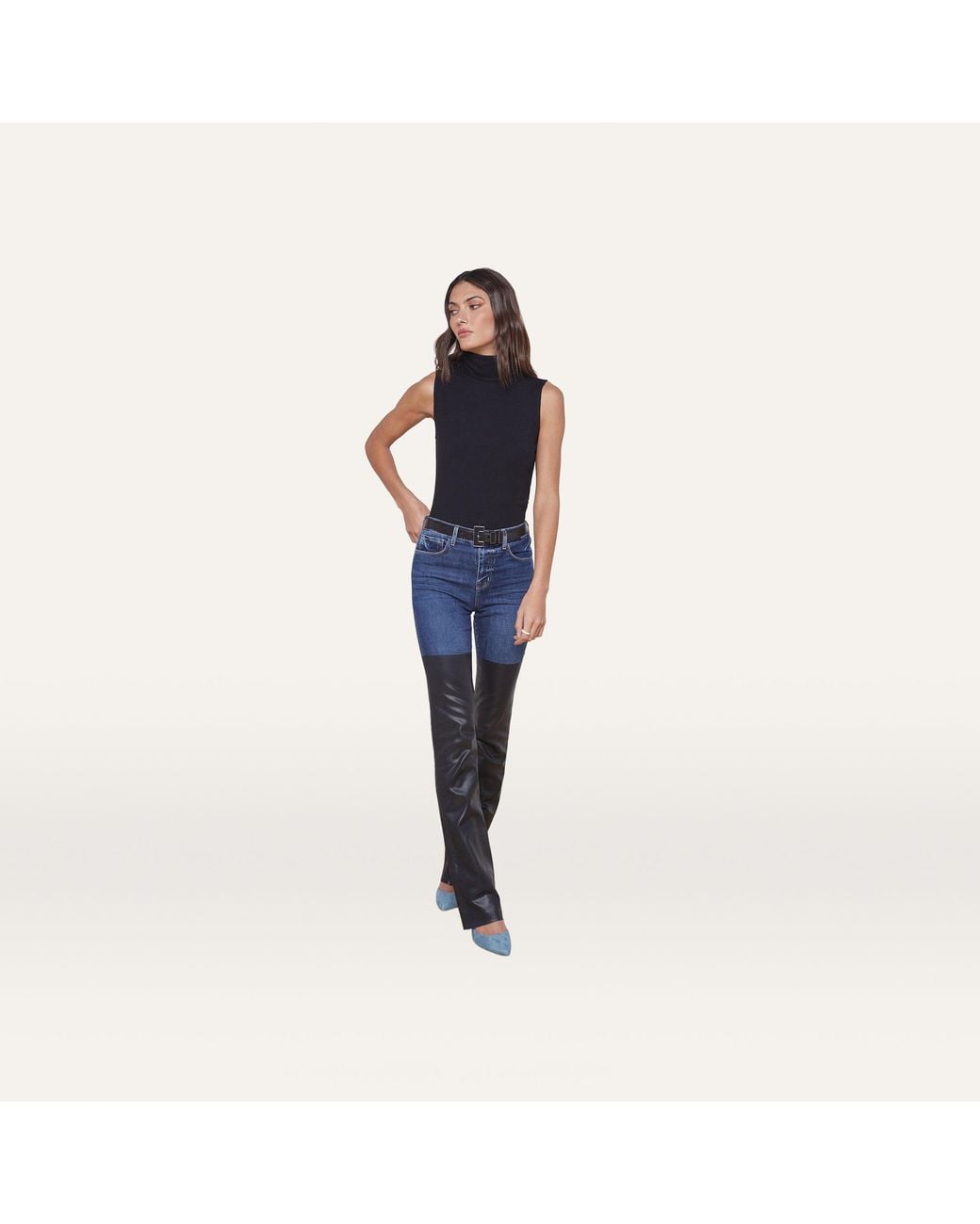 L'Agence Blue Ceci Sleeveless Turtleneck