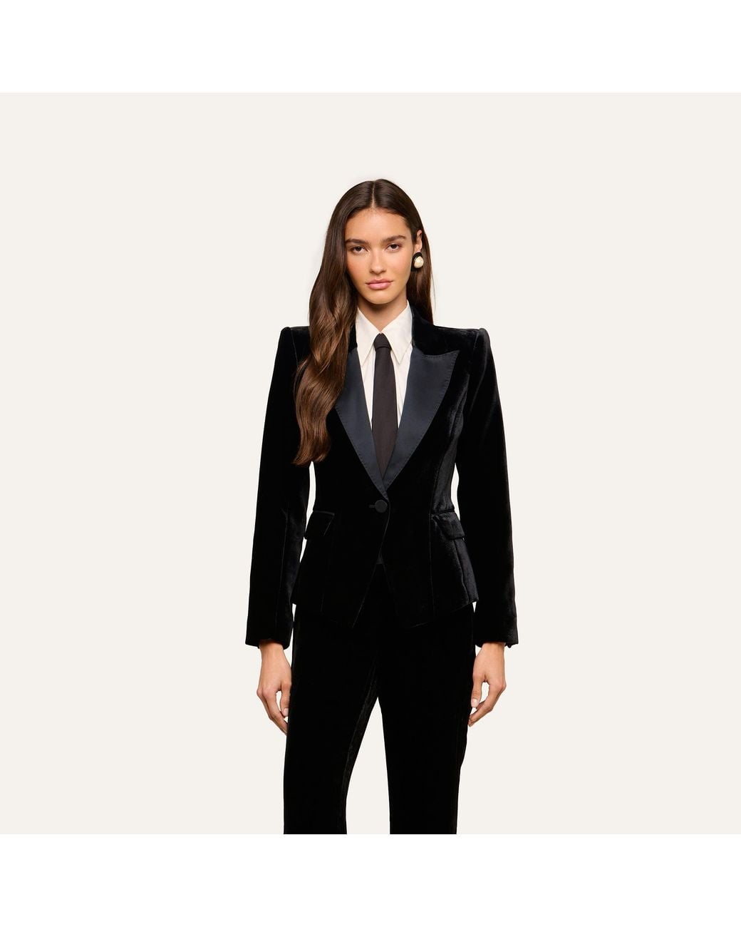 L'Agence Black Philippa Velvet Blazer