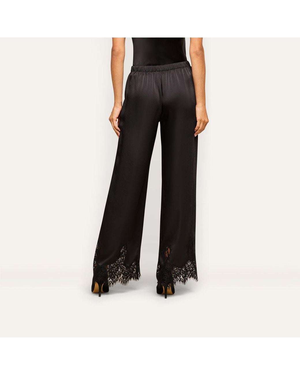 L'Agence Black Mirel Satin Lace Pants