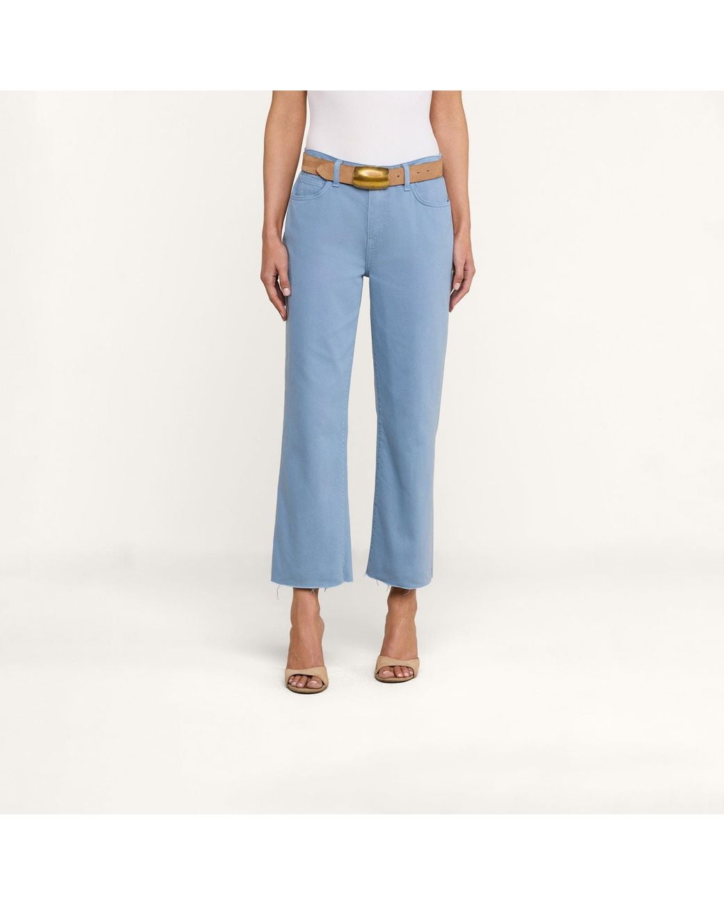 L'Agence Blue Wanda Cropped Wide-Leg Jean