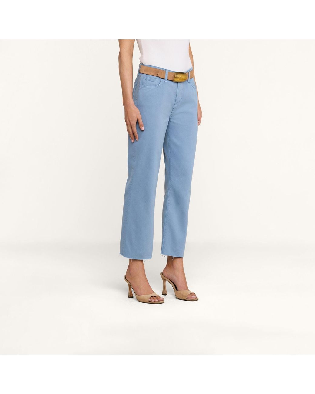L'Agence Blue Wanda Cropped Wide-Leg Jean