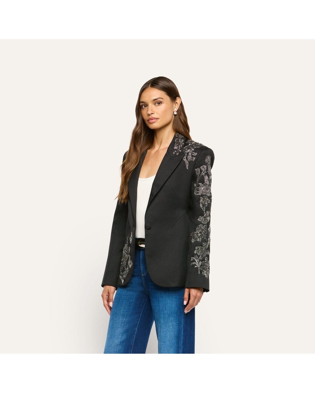 L'Agence Black Clementine Embellished Blazer