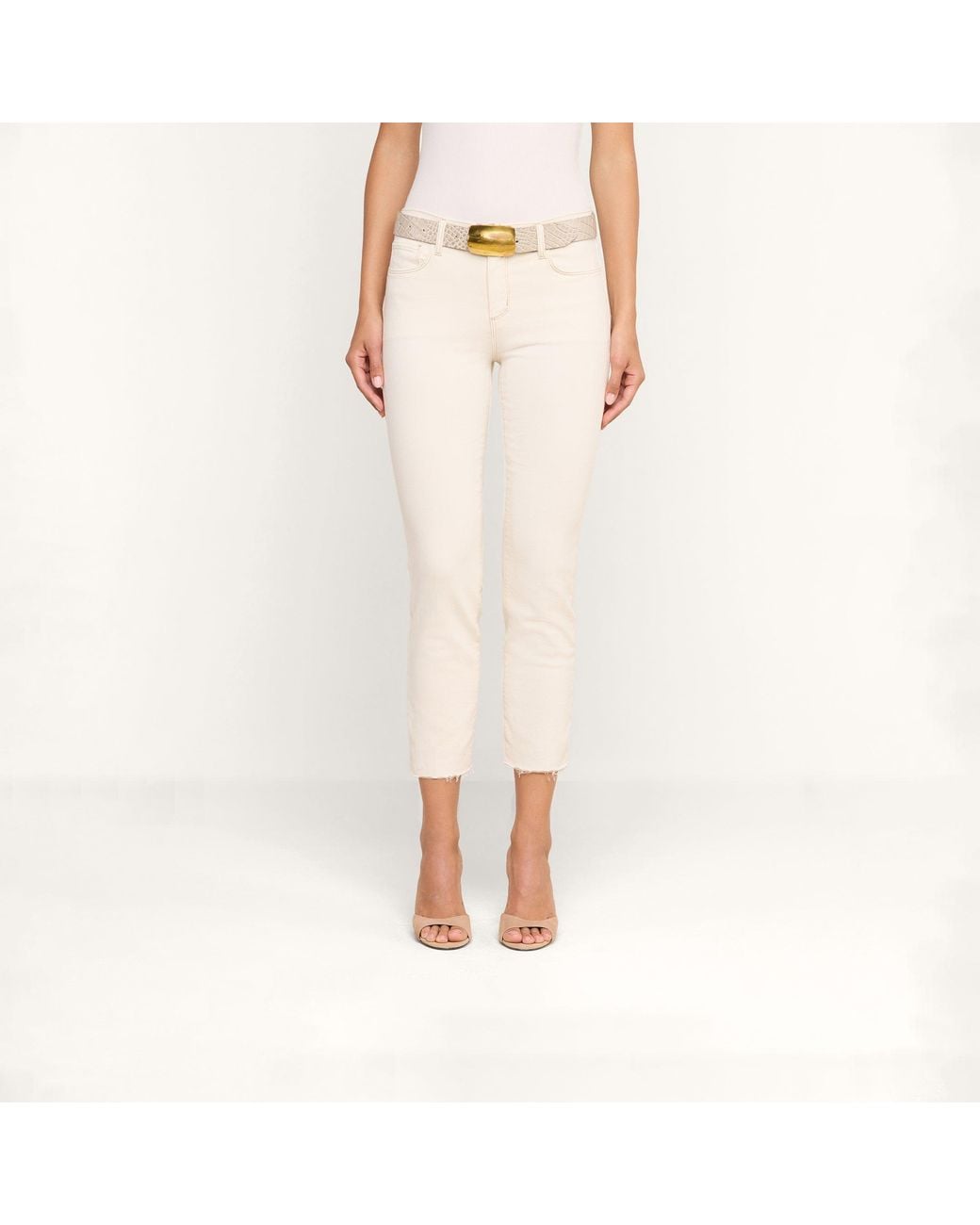 L'Agence White Sada Slim-Leg Cropped Jean