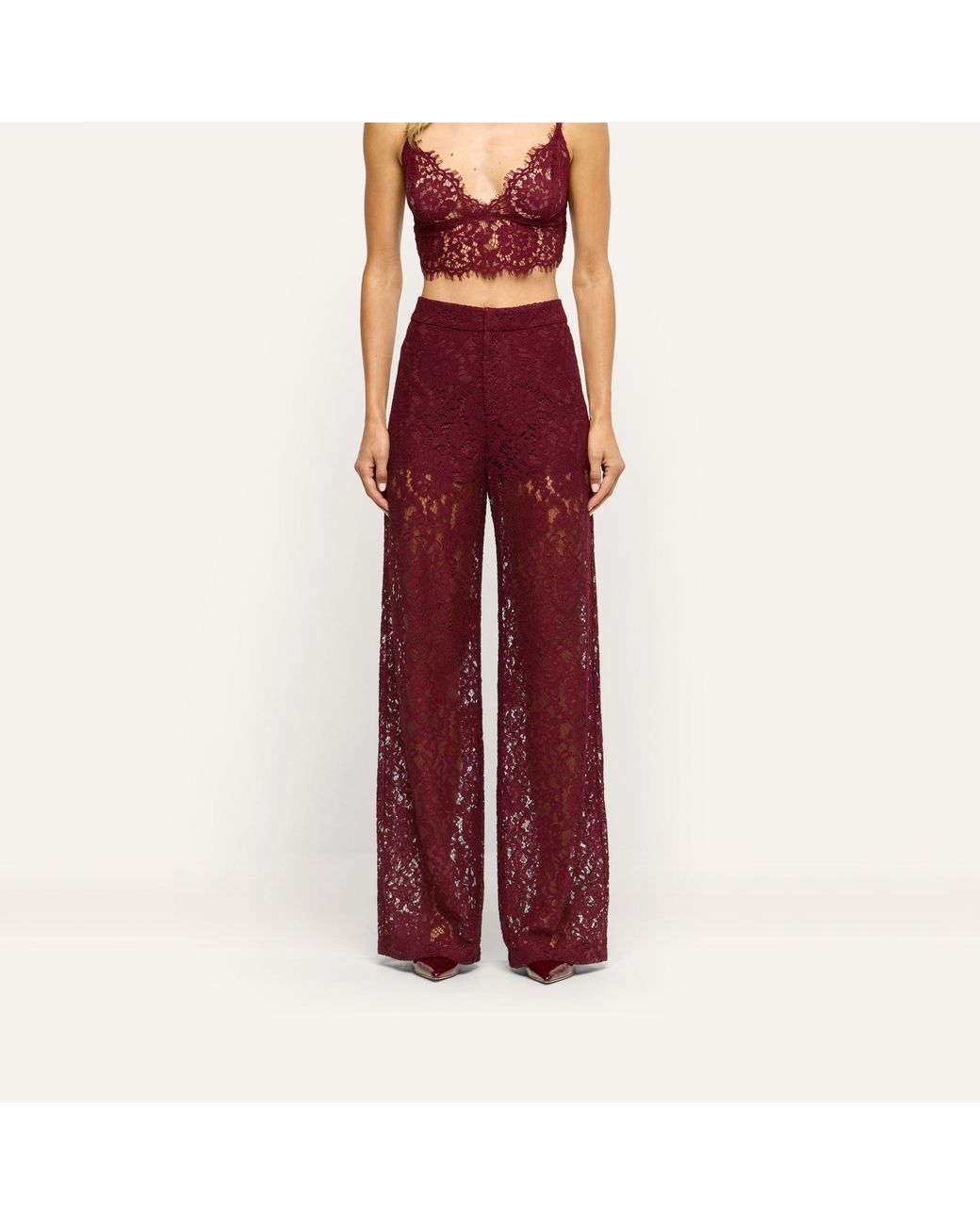 L'Agence Red Livvy Straight-Leg Trouser