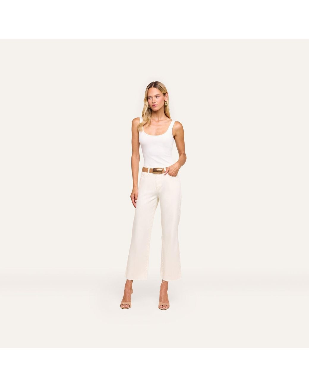 L'Agence White Wanda Cropped Wide-Leg Jean