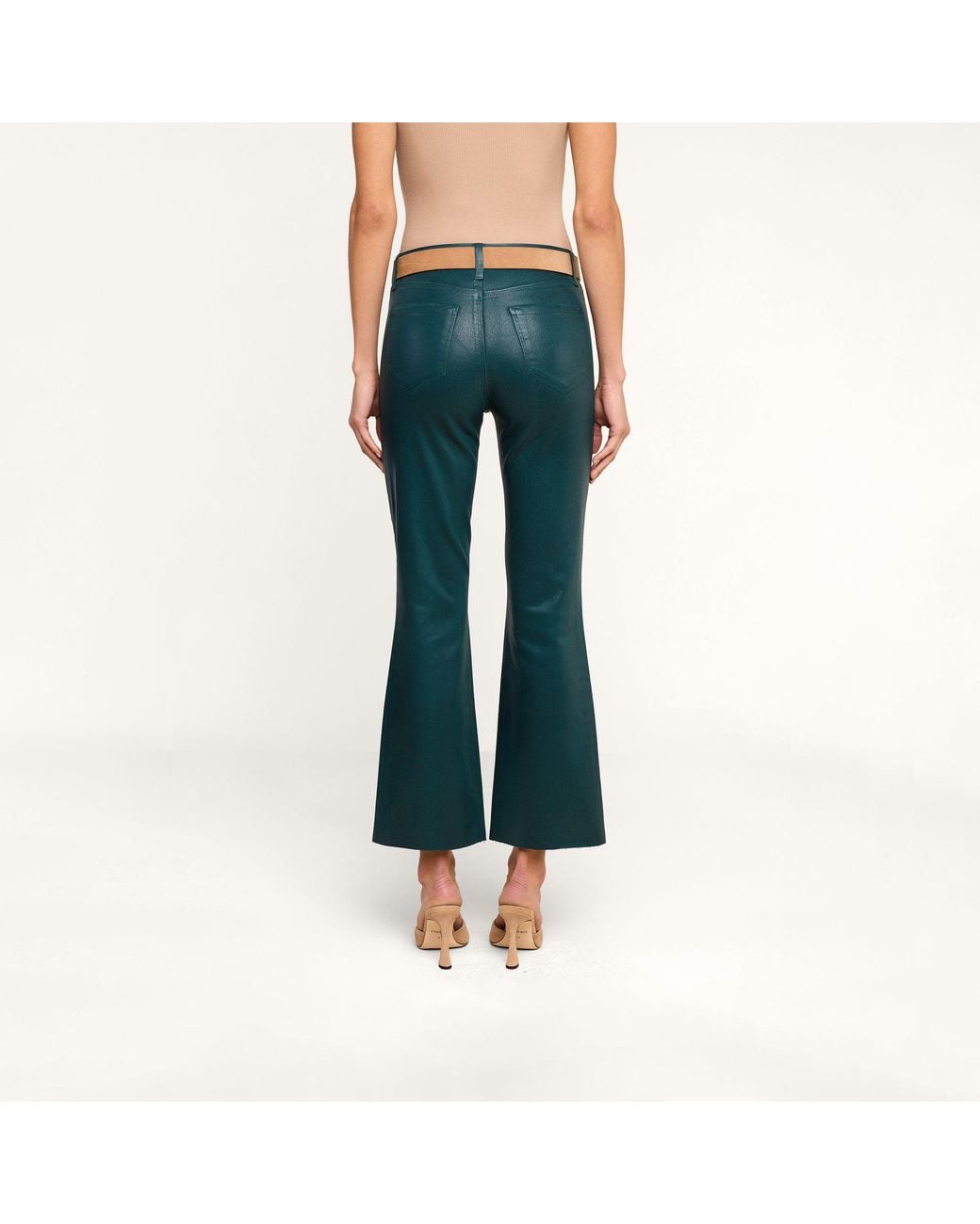L'Agence Blue Kendra Coated Cropped Flare Jean
