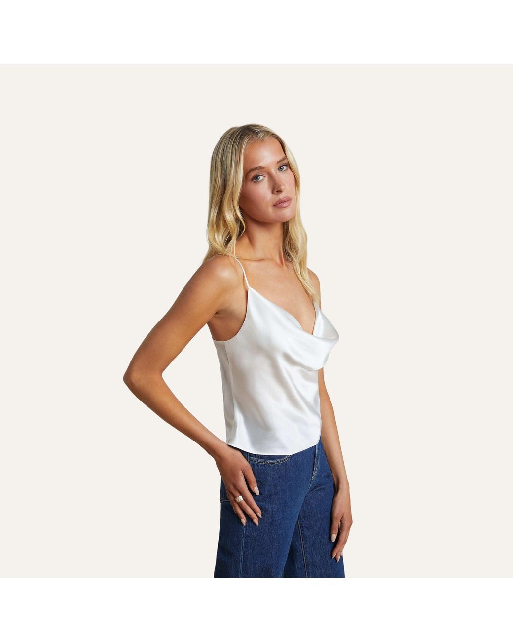 L'Agence White Calista Silk Camisole