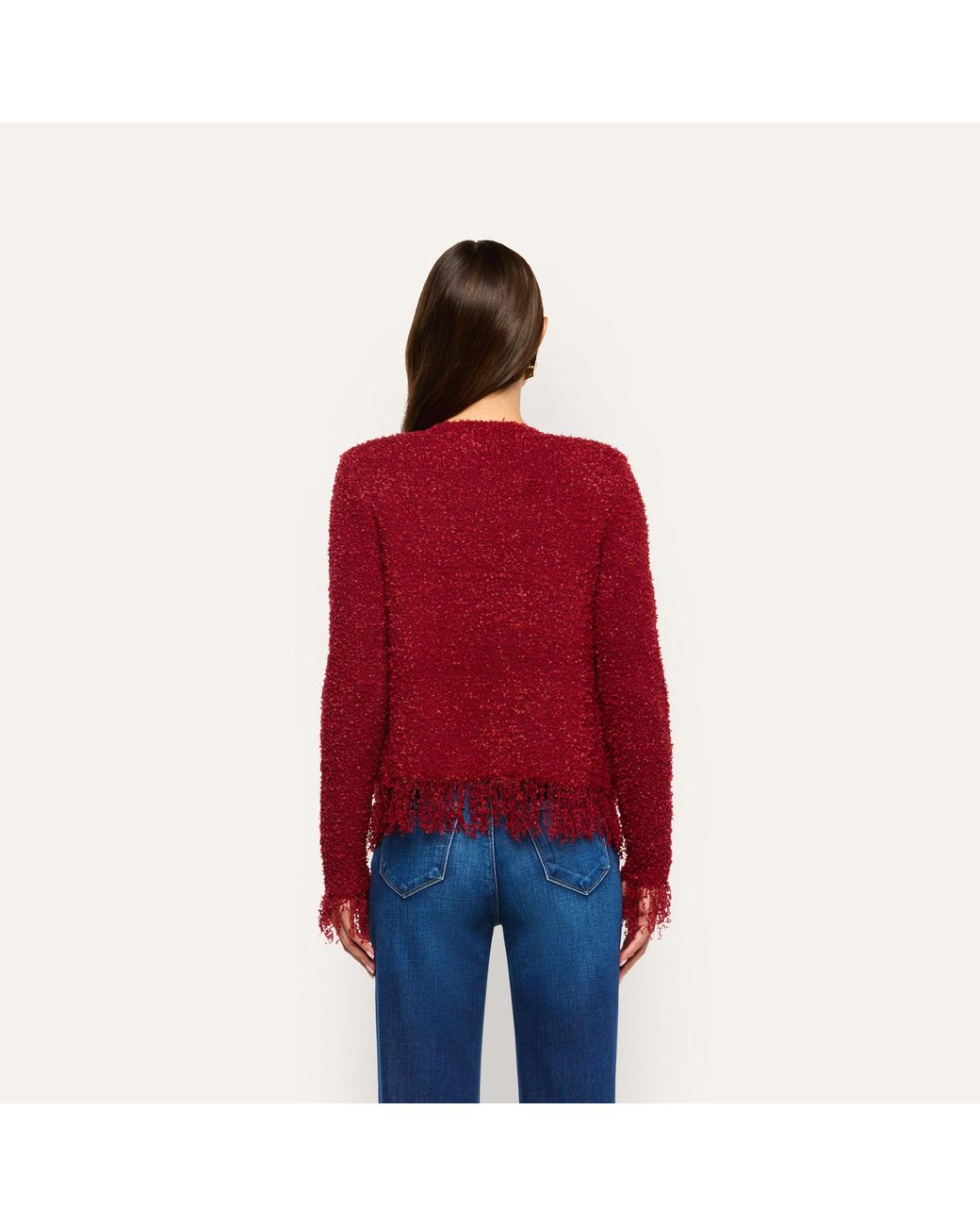 L'Agence Red Mireille Fringe Cardigan
