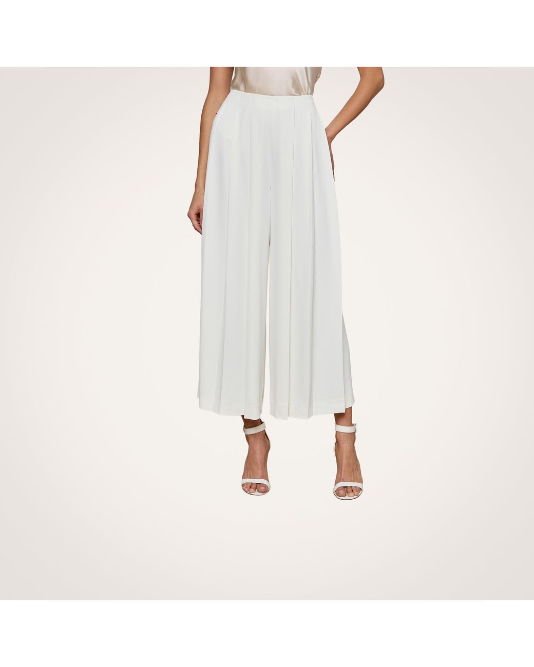 L'Agence White Novalynn Cropped Pleated Pants