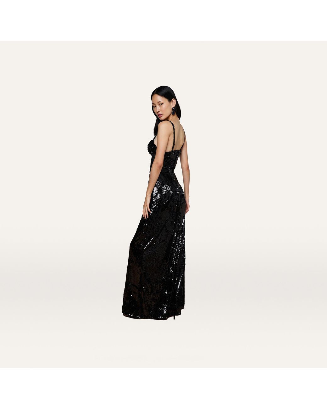 L'Agence Black Sayla Sequin Gown