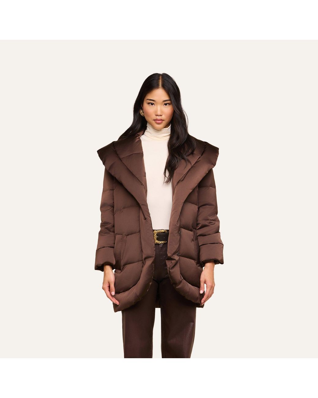 L'Agence Purple Glacier Shawl Puffer Jacket