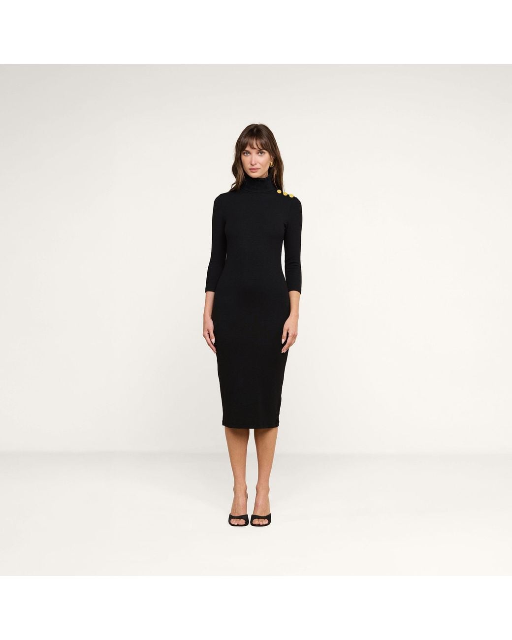 L'Agence Black Voletta Turtleneck Knit Dress