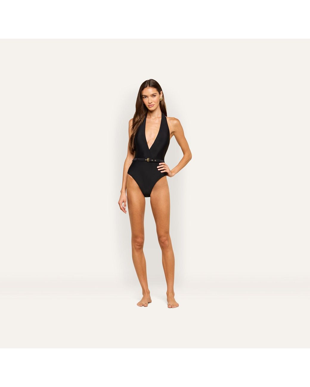 L'Agence Black Sidney Plunge One-Piece Swimsuit